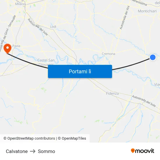 Calvatone to Sommo map