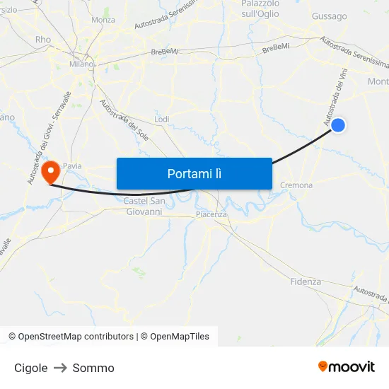Cigole to Sommo map
