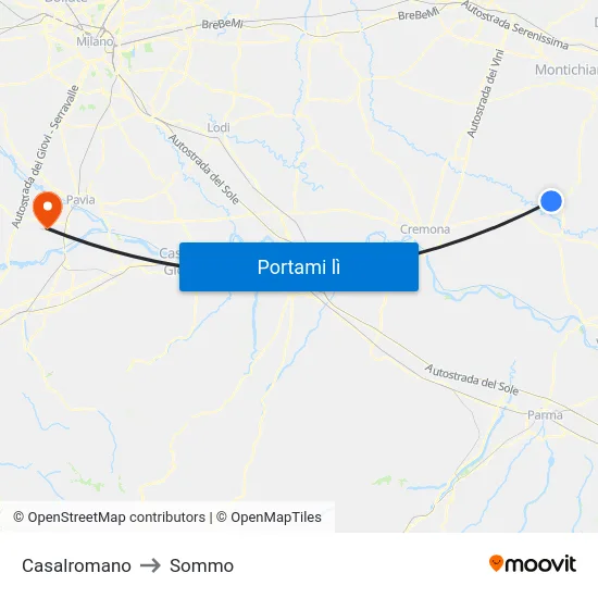 Casalromano to Sommo map