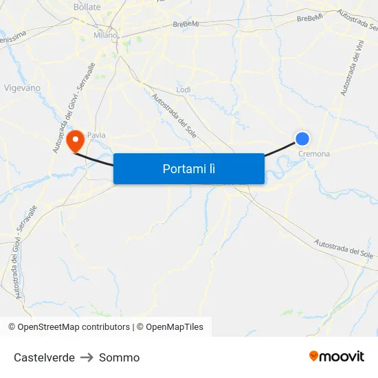 Castelverde to Sommo map