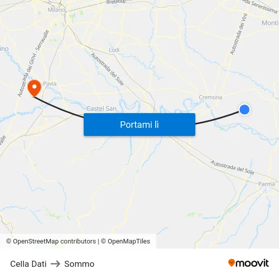 Cella Dati to Sommo map