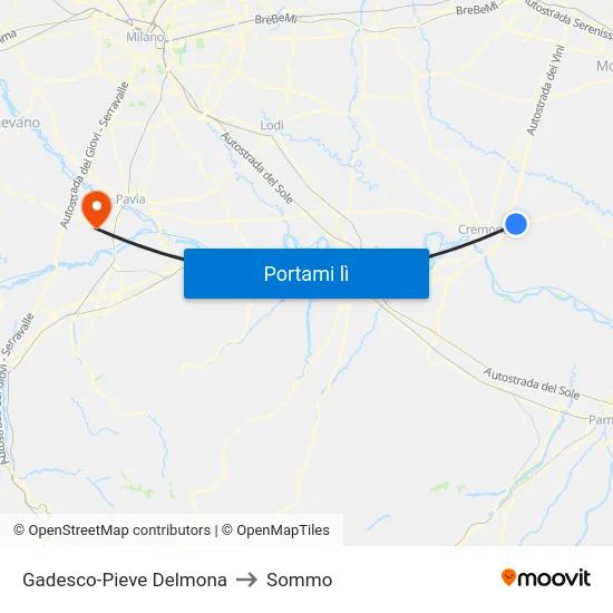 Gadesco-Pieve Delmona to Sommo map
