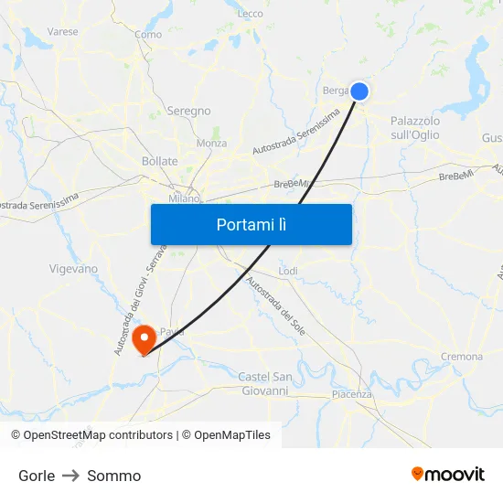 Gorle to Sommo map