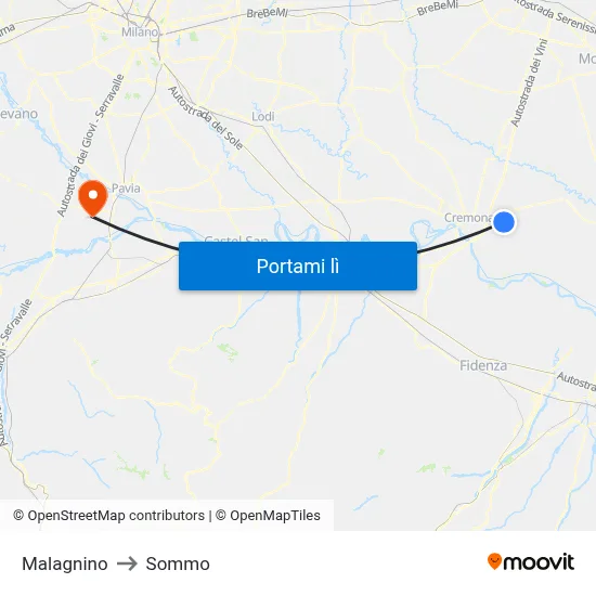 Malagnino to Sommo map