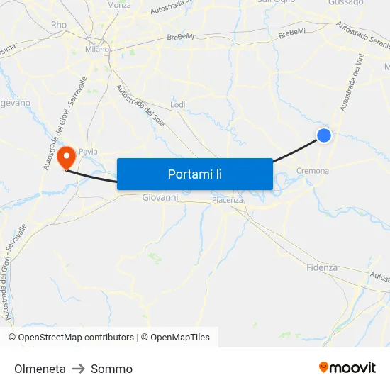 Olmeneta to Sommo map