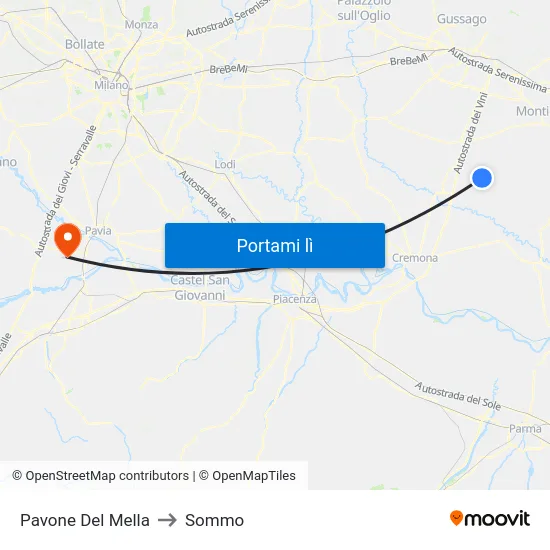 Pavone Del Mella to Sommo map