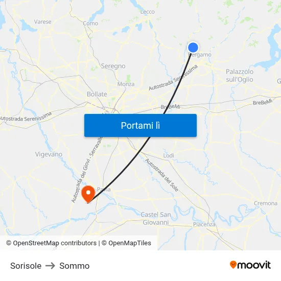 Sorisole to Sommo map