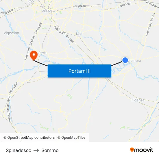 Spinadesco to Sommo map