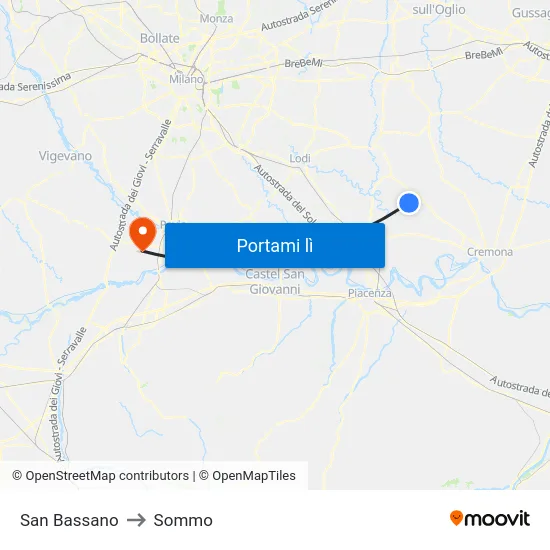 San Bassano to Sommo map