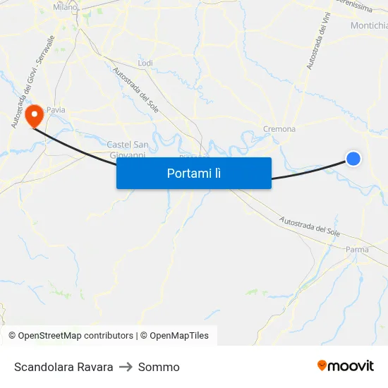 Scandolara Ravara to Sommo map