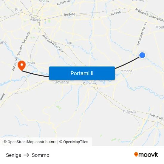 Seniga to Sommo map