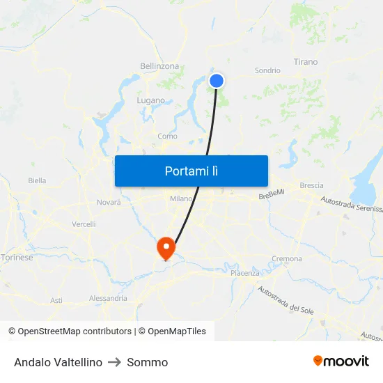Andalo Valtellino to Sommo map