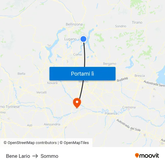 Bene Lario to Sommo map