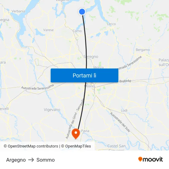 Argegno to Sommo map