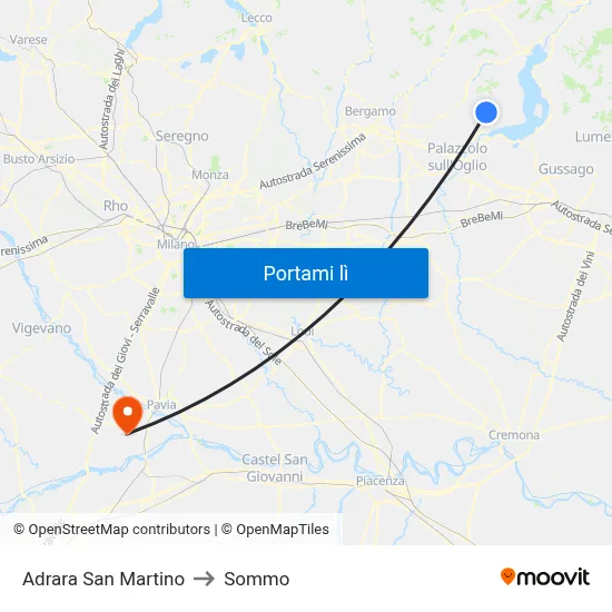 Adrara San Martino to Sommo map