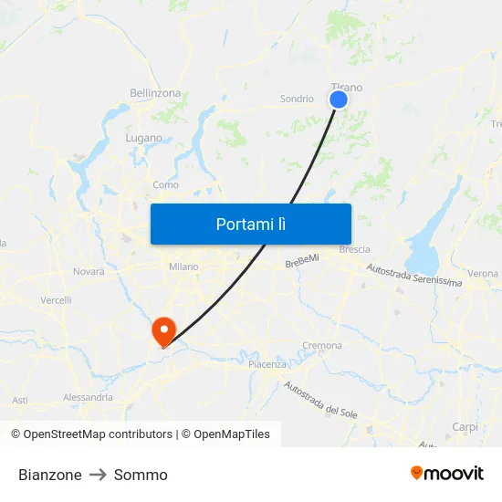 Bianzone to Sommo map