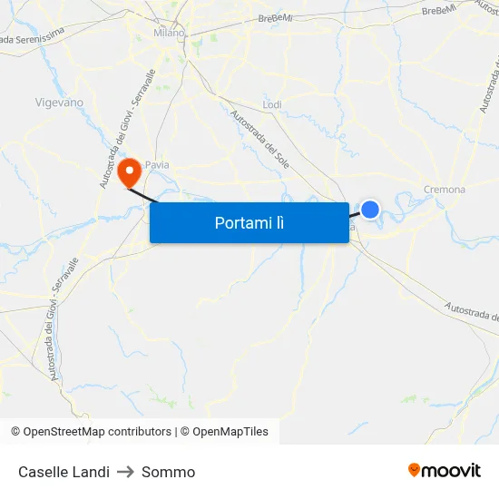 Caselle Landi to Sommo map