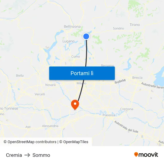 Cremia to Sommo map