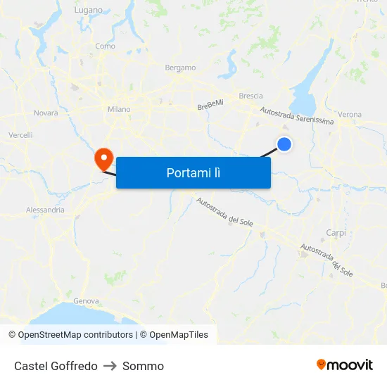 Castel Goffredo to Sommo map