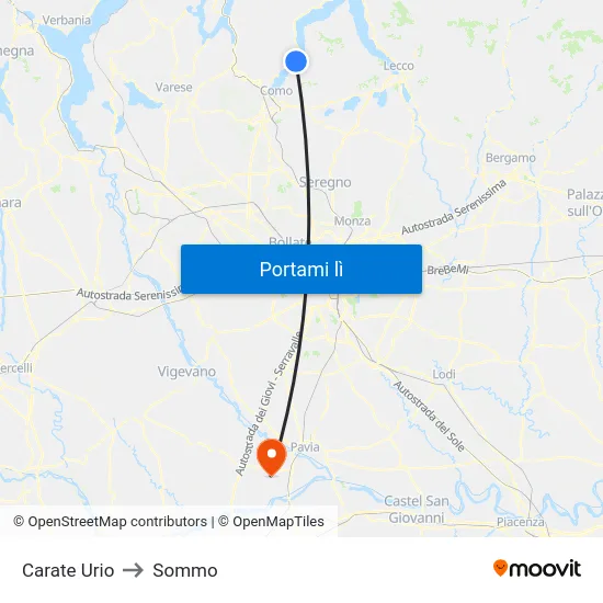 Carate Urio to Sommo map