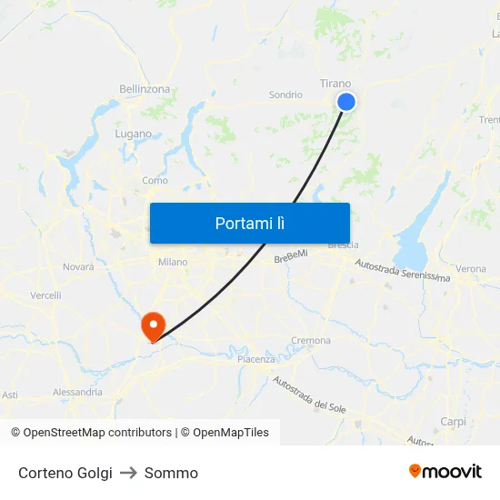 Corteno Golgi to Sommo map