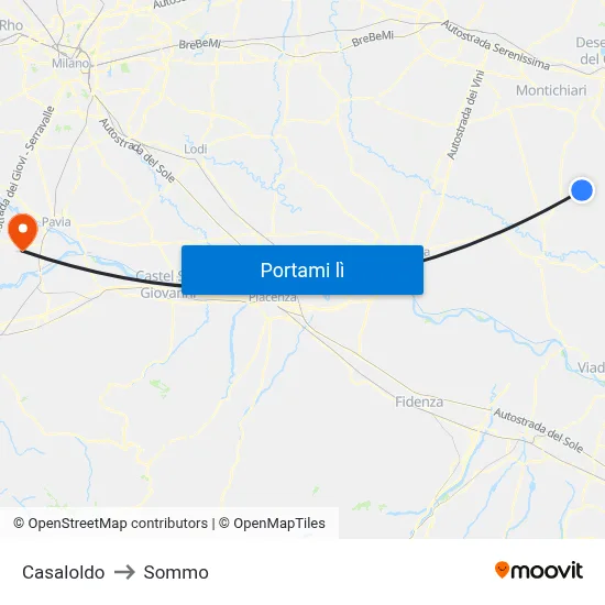 Casaloldo to Sommo map