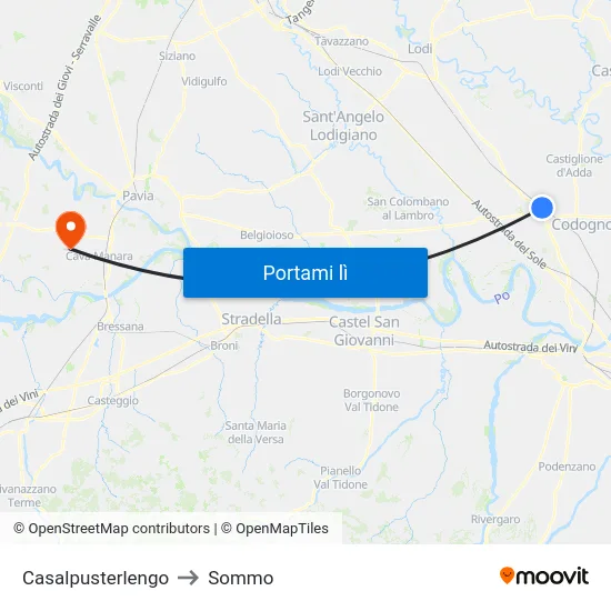 Casalpusterlengo to Sommo map