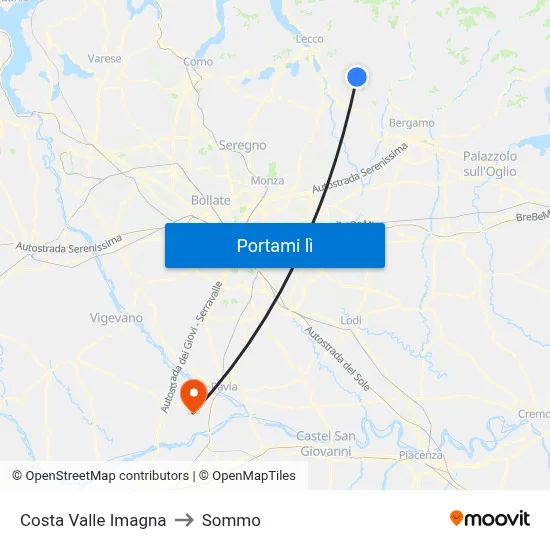 Costa Valle Imagna to Sommo map