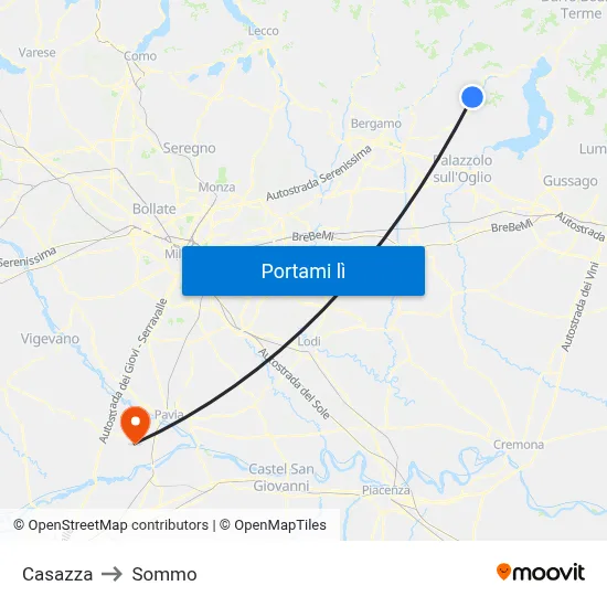 Casazza to Sommo map