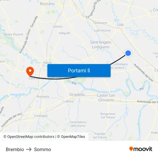 Brembio to Sommo map