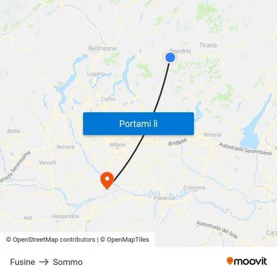 Fusine to Sommo map