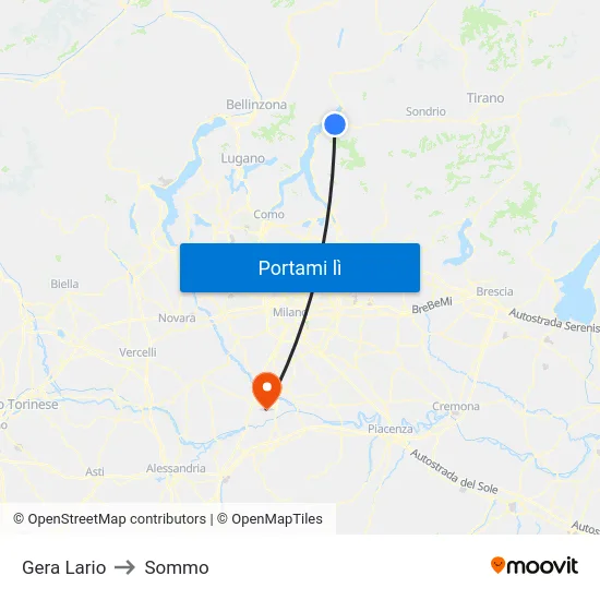 Gera Lario to Sommo map