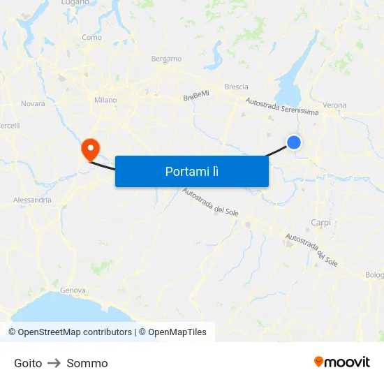 Goito to Sommo map