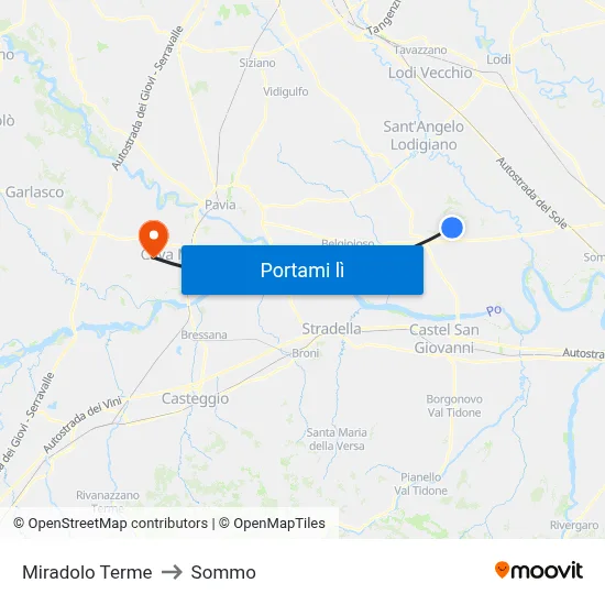 Miradolo Terme to Sommo map