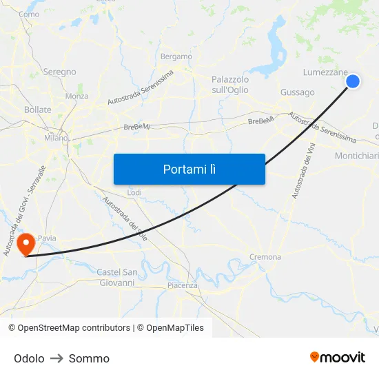 Odolo to Sommo map