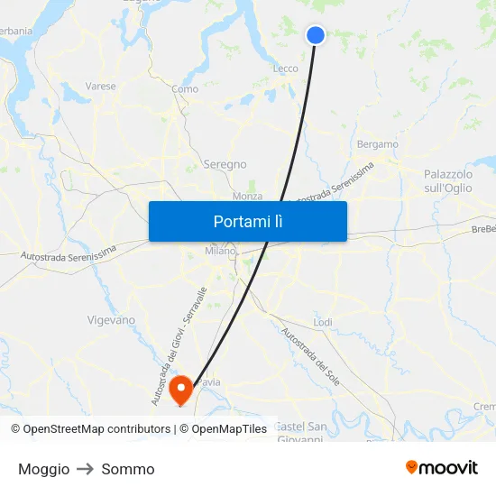 Moggio to Sommo map