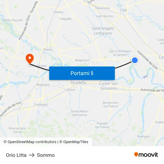 Orio Litta to Sommo map