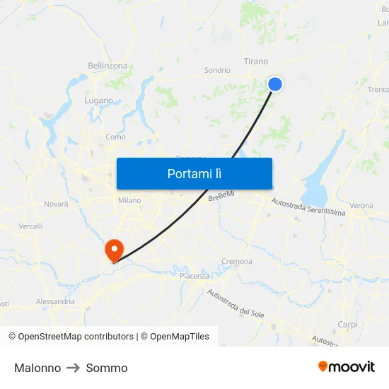 Malonno to Sommo map