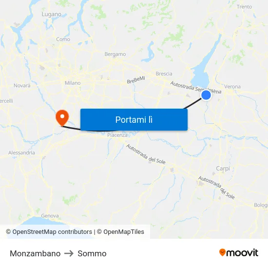 Monzambano to Sommo map