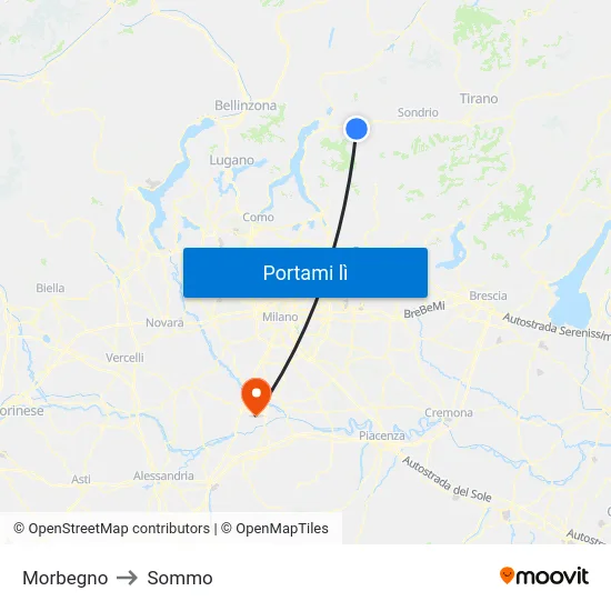 Morbegno to Sommo map