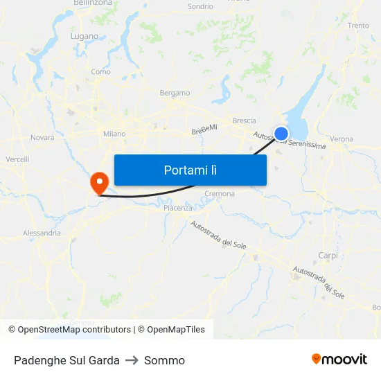 Padenghe Sul Garda to Sommo map