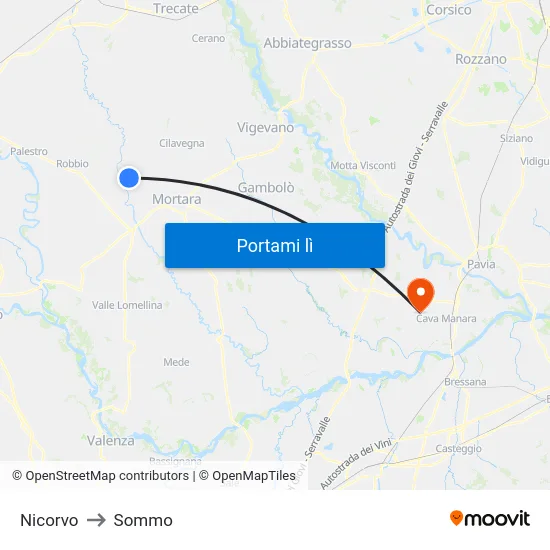 Nicorvo to Sommo map
