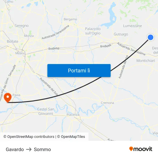 Gavardo to Sommo map