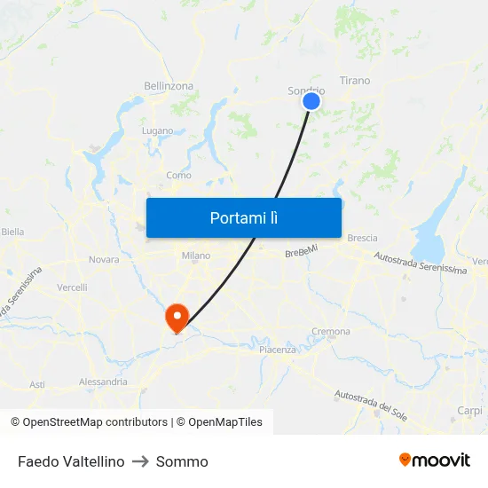 Faedo Valtellino to Sommo map