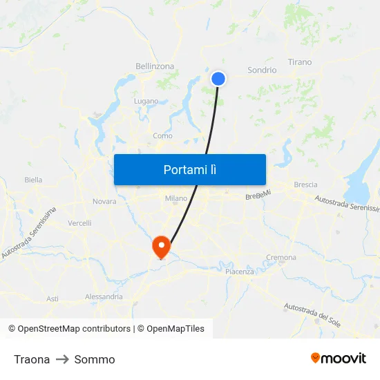 Traona to Sommo map