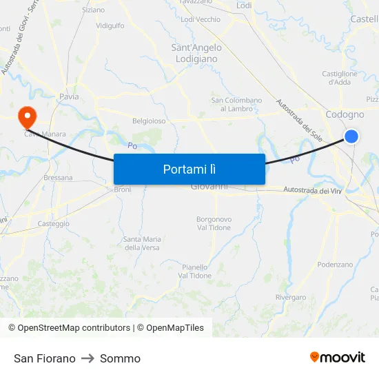 San Fiorano to Sommo map