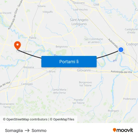 Somaglia to Sommo map