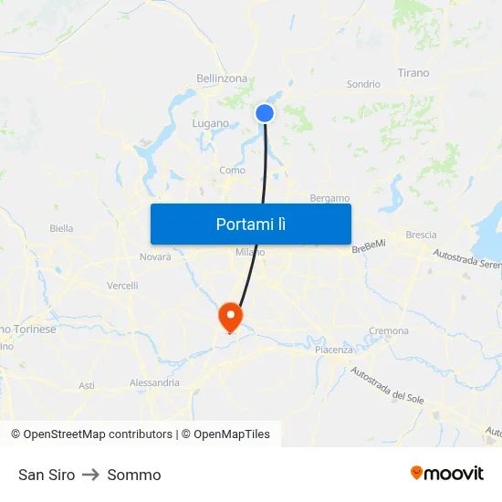 San Siro to Sommo map