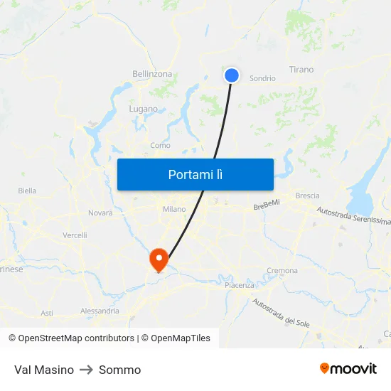 Val Masino to Sommo map