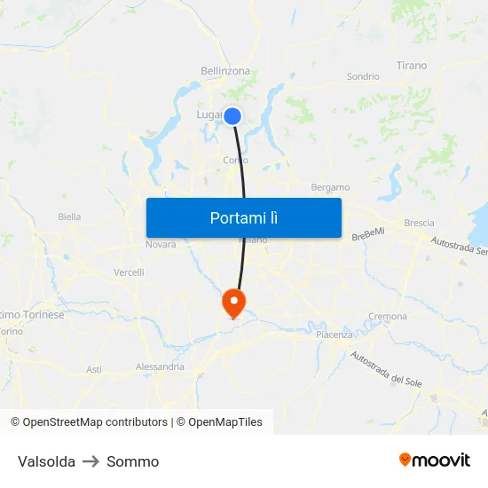 Valsolda to Sommo map